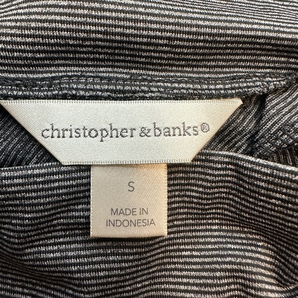 Vintage 90s Y2K CHRISTOPHER & BANKS Grey Pinstripe Midi Skirt S | Goth Classic - Picture 8 of 10